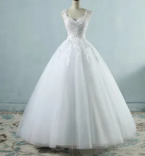 Pearled Floral Ball Wedding Gown