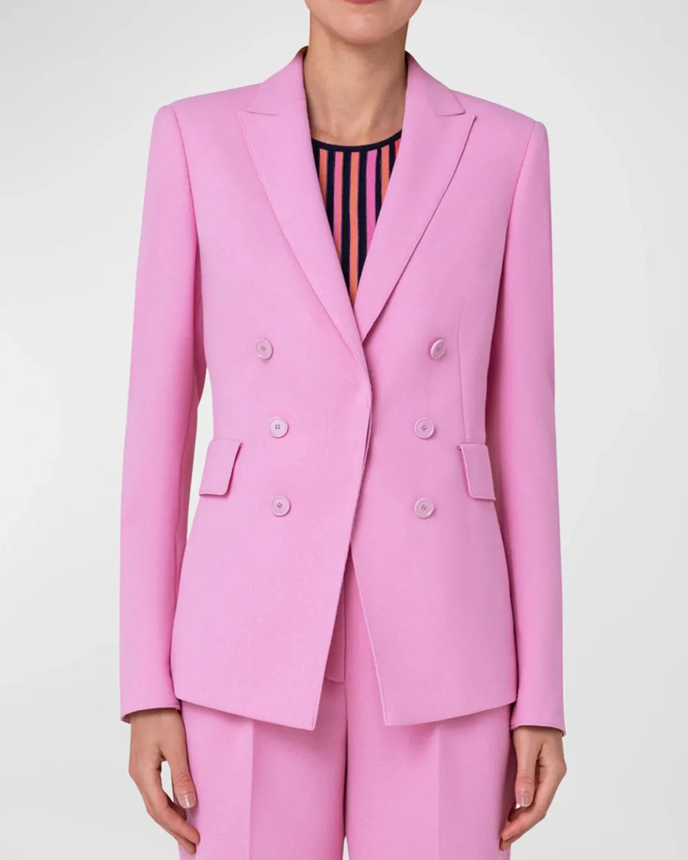 Pink Pebble Crepe Single Button Blazer