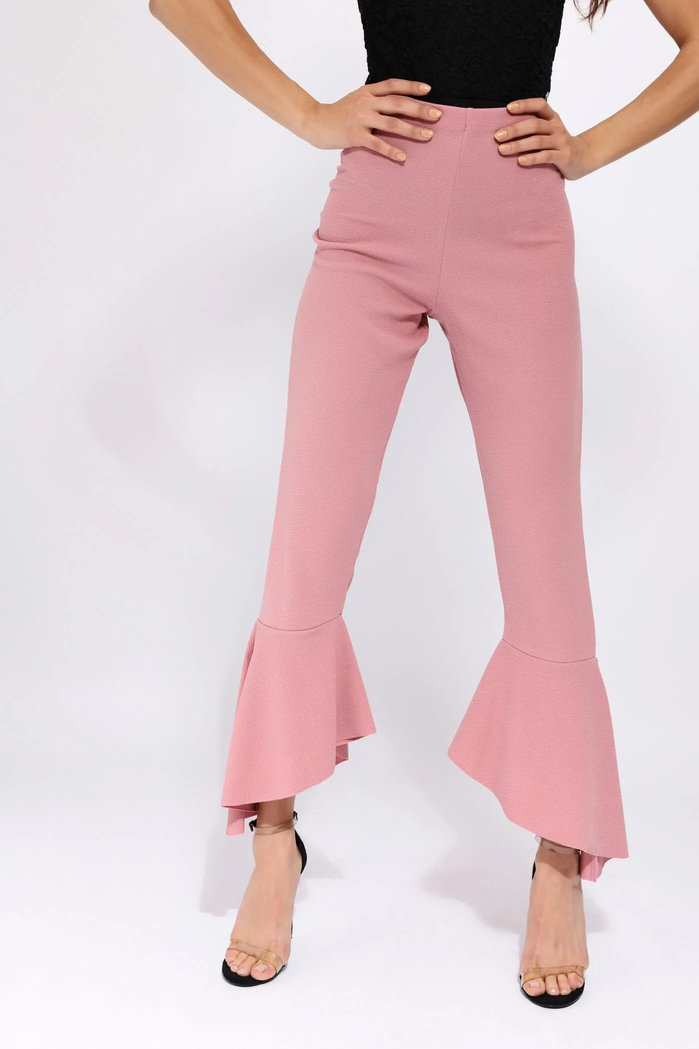 Pink Ruffle Hem Trousers