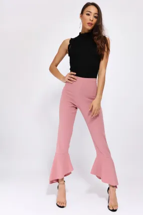 Pink Ruffle Hem Trousers