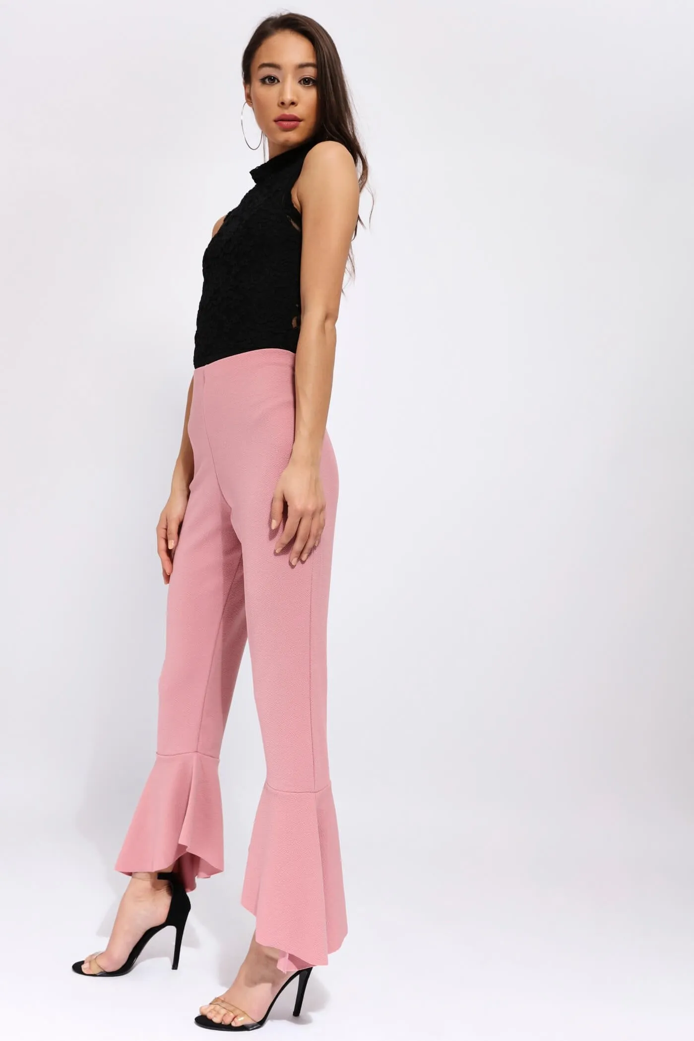 Pink Ruffle Hem Trousers