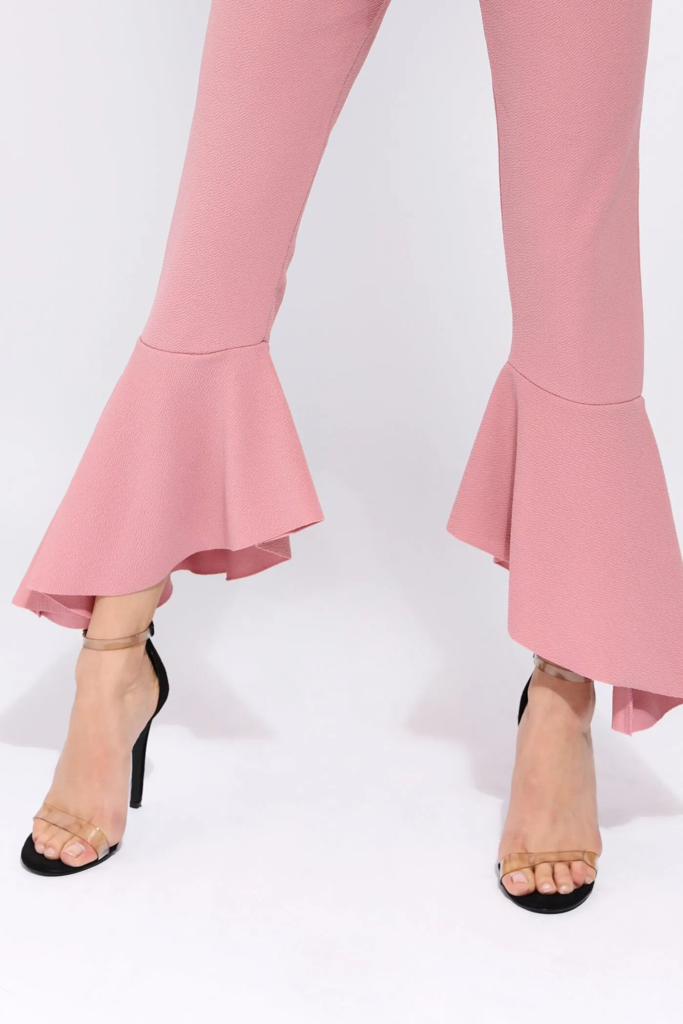 Pink Ruffle Hem Trousers