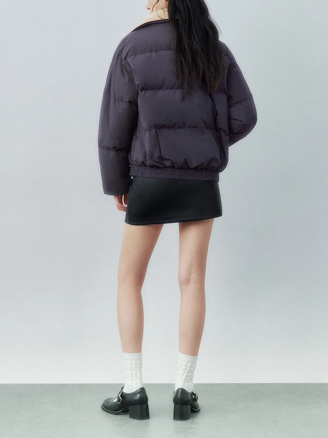 Quilted Down Press Button Puffer Jackets