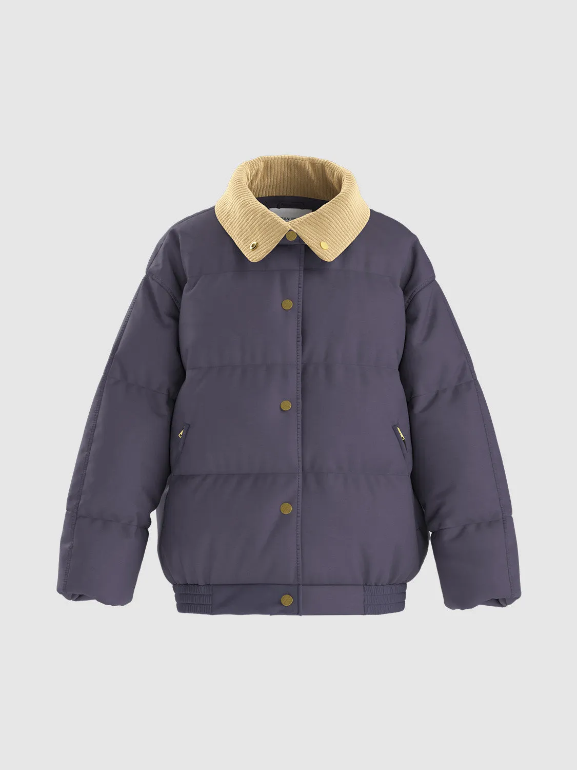 Quilted Down Press Button Puffer Jackets