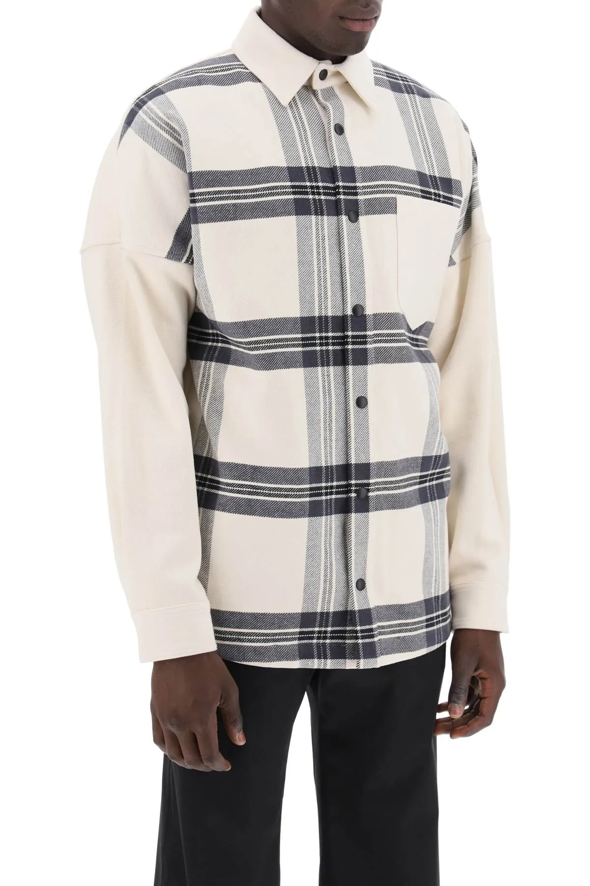 "plaid overshirt with embroidered logo