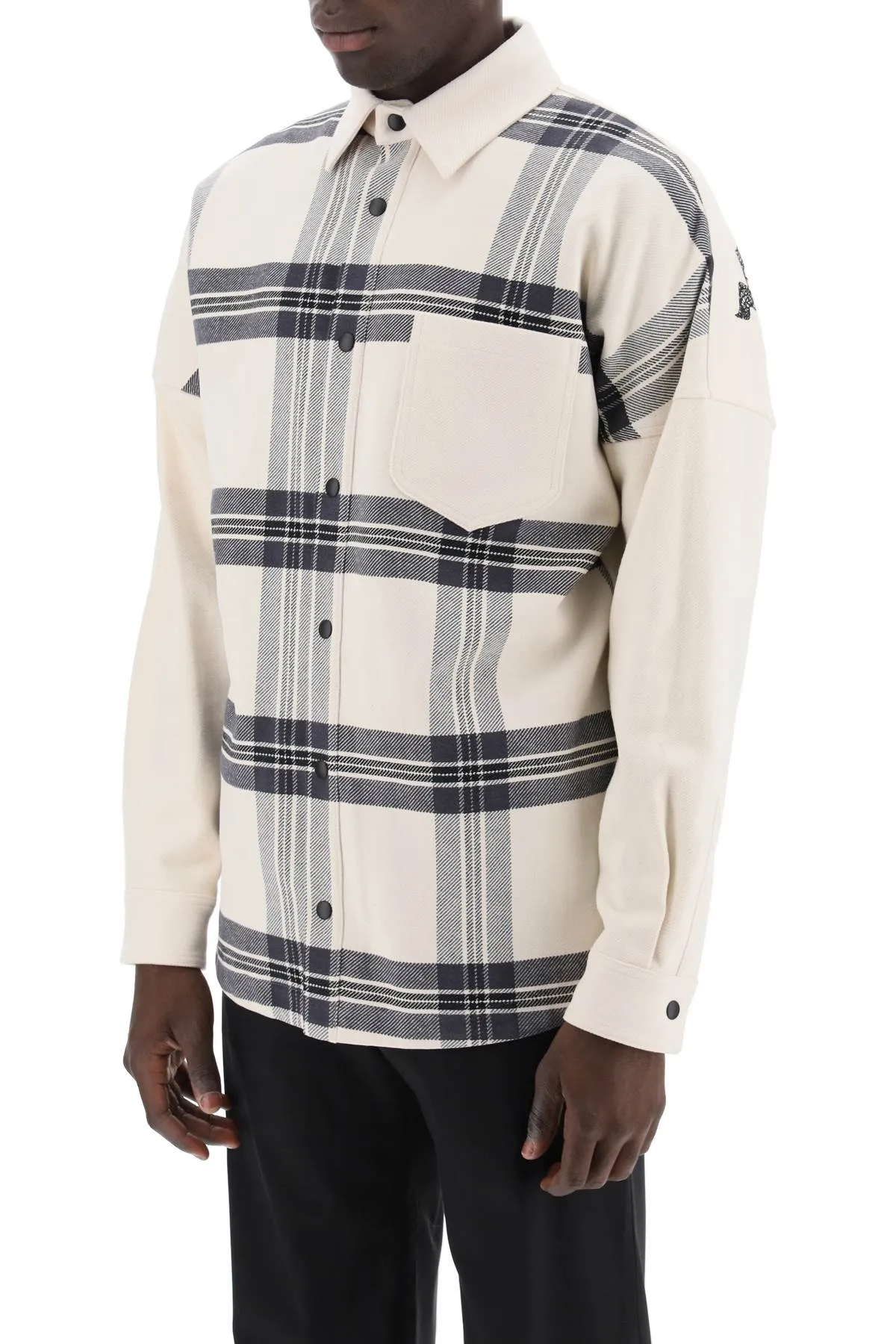 "plaid overshirt with embroidered logo