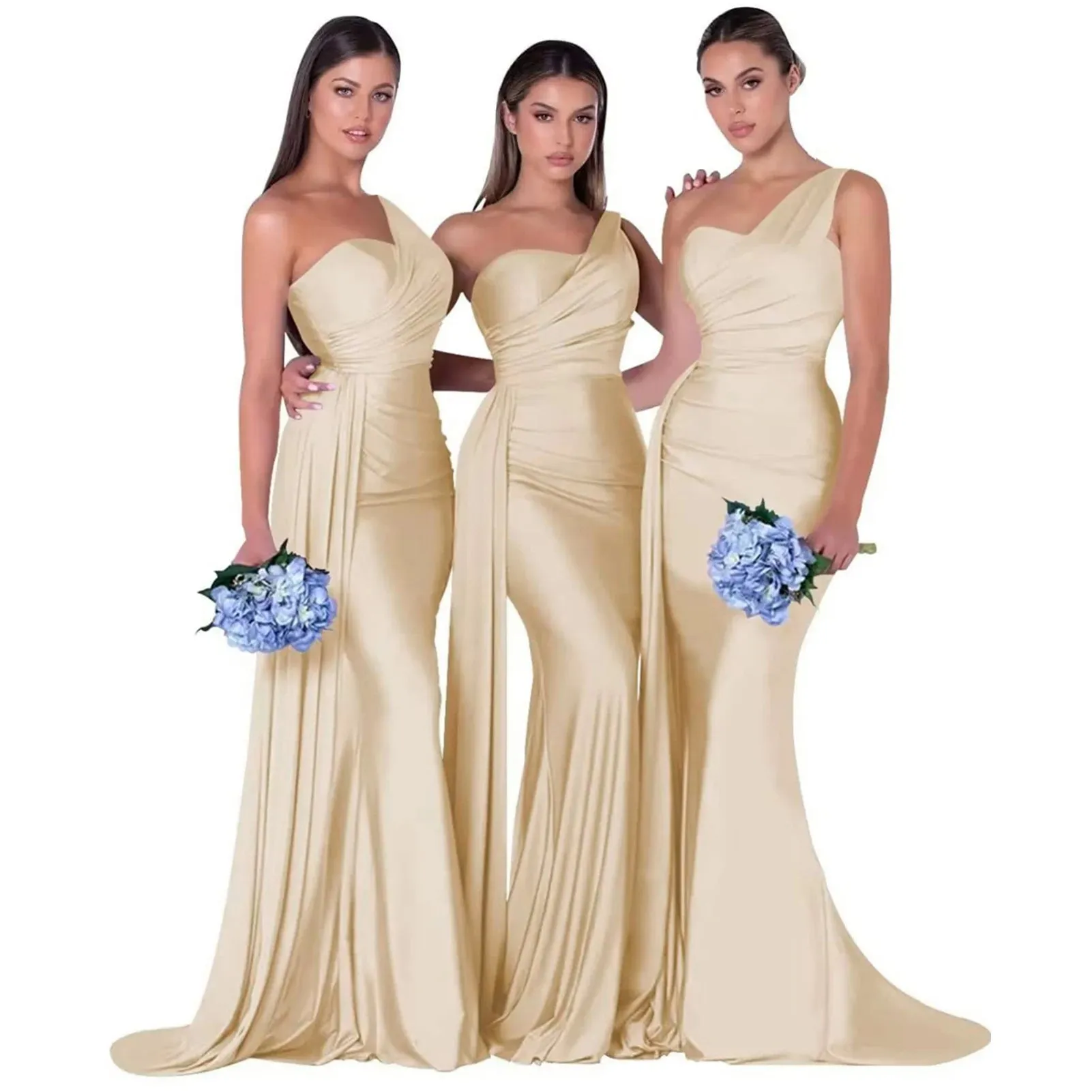 Satin bridesmaid/evening gown -Champagne