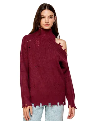 Signature 8 Women's Cold Shoulder Knit Sweater