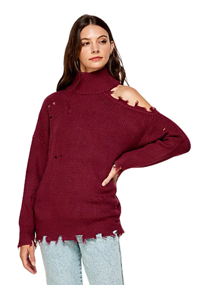 Signature 8 Women's Cold Shoulder Knit Sweater