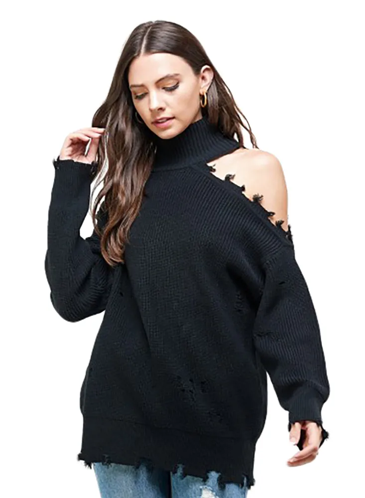 Signature 8 Women's Cold Shoulder Knit Sweater