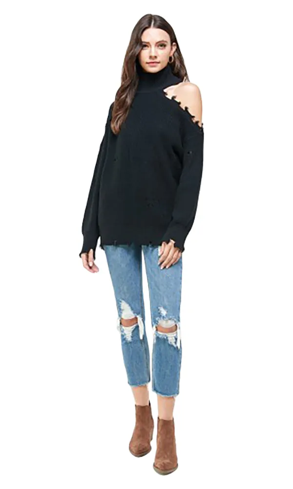 Signature 8 Women's Cold Shoulder Knit Sweater