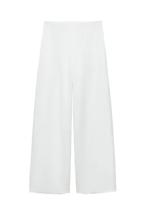 Soft Piqué Wide-Leg Trousers