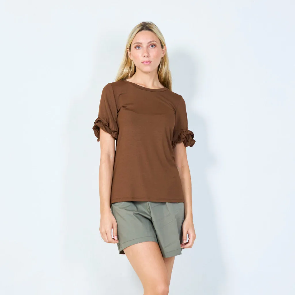 T-shirt with ruffle sleeves wholesale