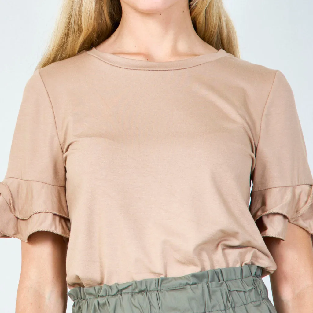 T-shirt with ruffle sleeves wholesale