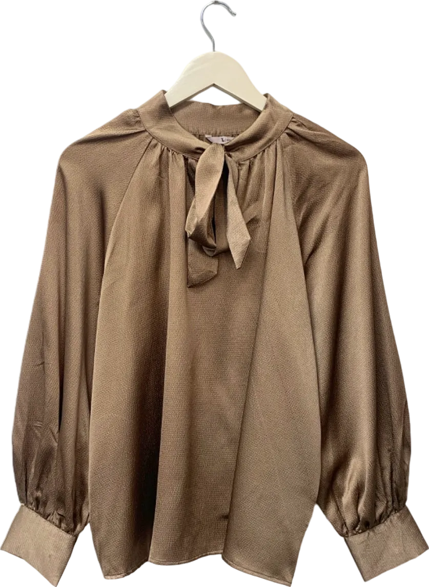 Tu Brown Tie Neck Blouse UK 18