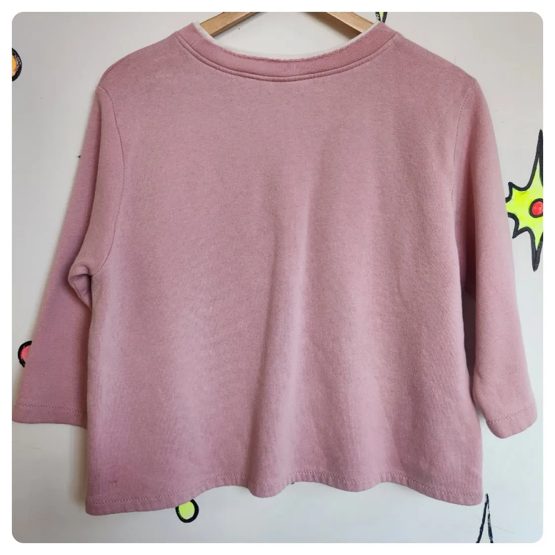 Vintage 90s | Pink Poodle Novelty Embellished Cropped Pullover Sweatshirt | M-L