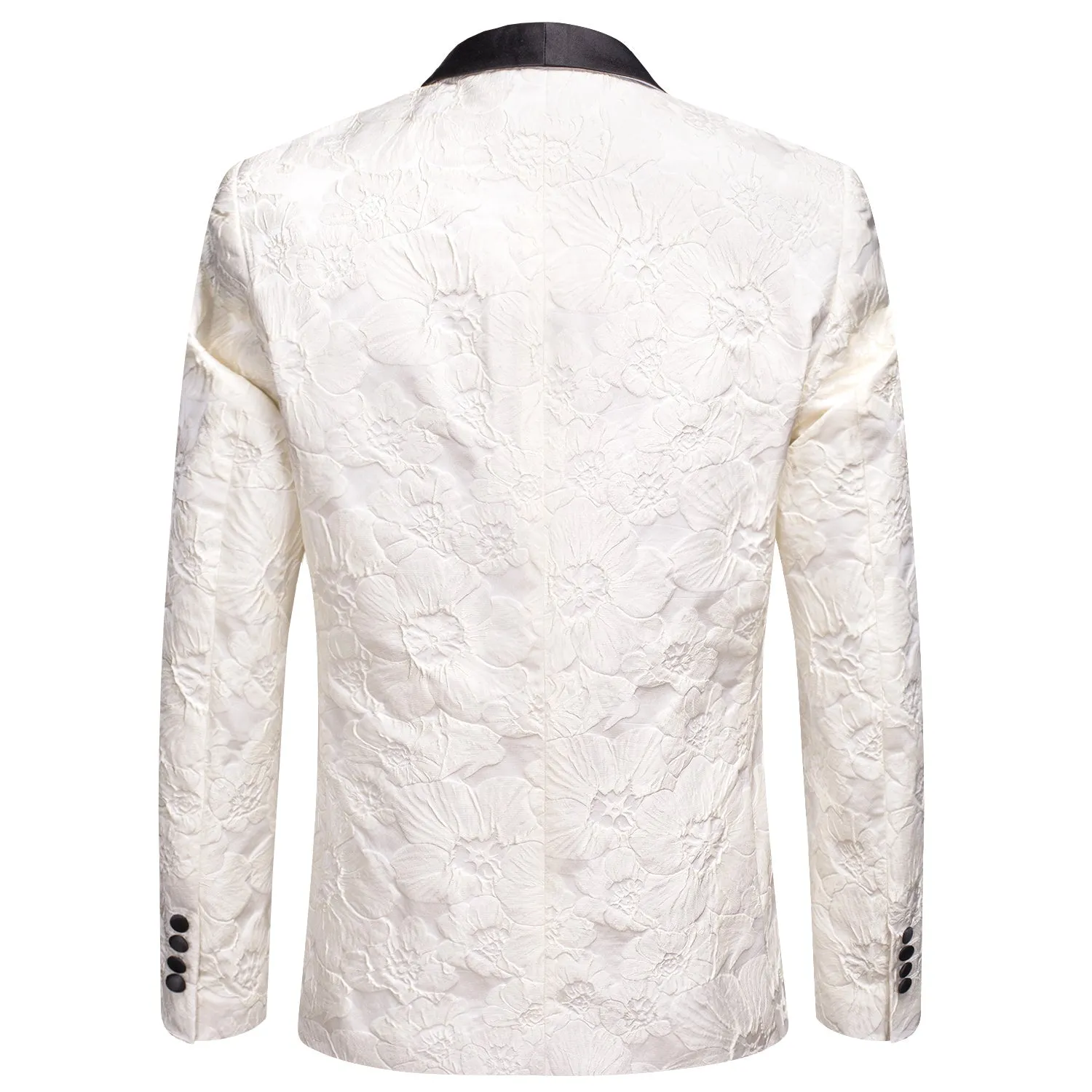 White Embroidered Floral Tuxedo Jacket