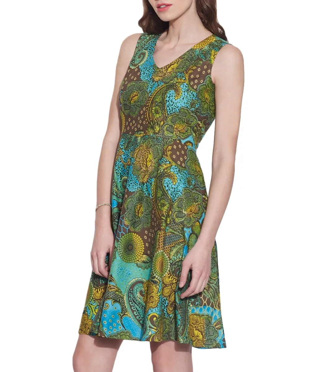 Women Apparels Cotton Printed Dress,Machine Washable,W-CPD44-1614, Size-44 Inch