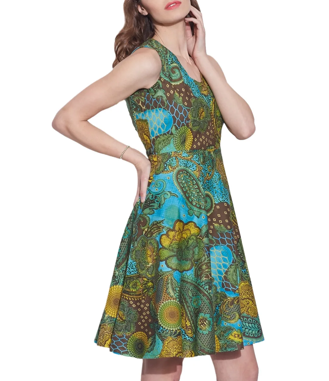 Women Apparels Cotton Printed Dress,Machine Washable,W-CPD44-1614, Size-44 Inch