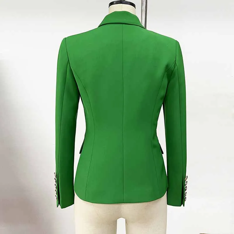 Women Double Breasted Gold Button Blazer