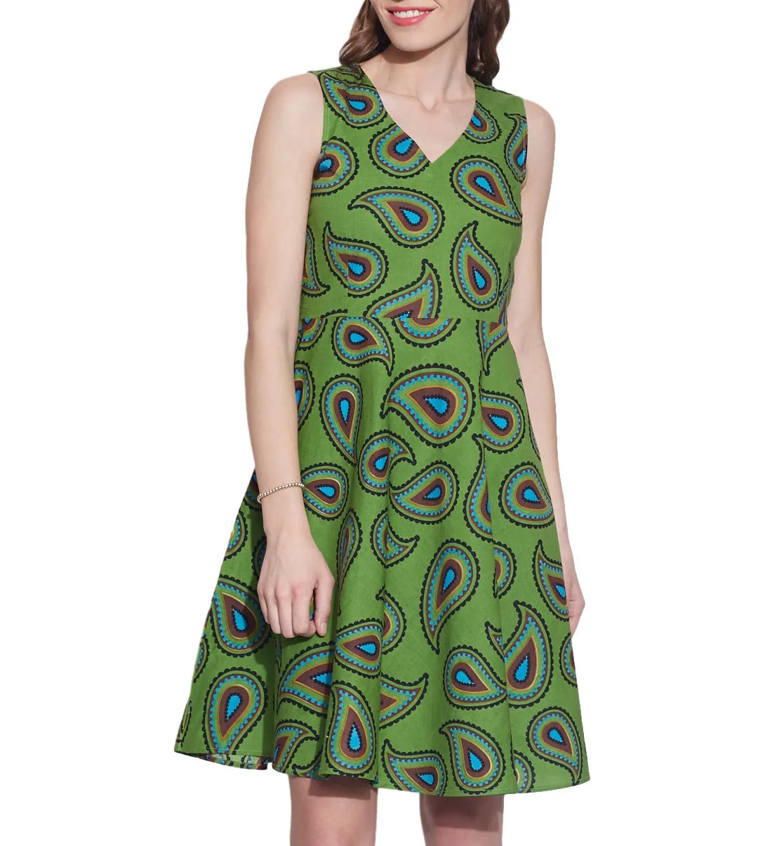 Women's Apparel Cotton Printed Dress,Machine Washable,W-CPD34-1623, Size-34 Inch