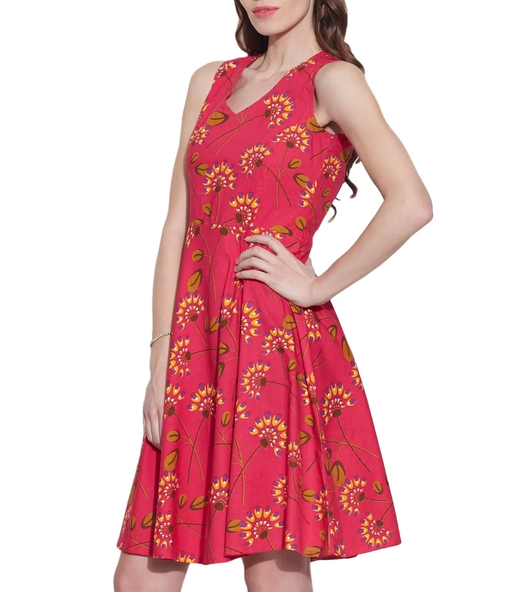 Womens Clothing Cotton Printed Dress,Machine washable,W-CPD36-1605, Size-36 Inch