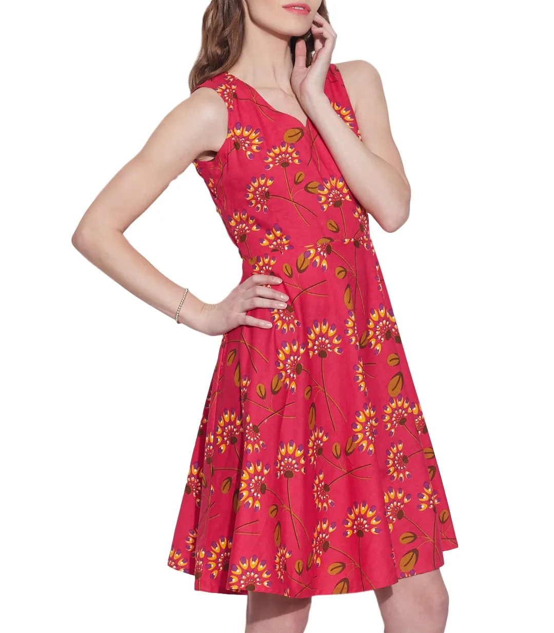 Womens Clothing Cotton Printed Dress,Machine washable,W-CPD36-1605, Size-36 Inch