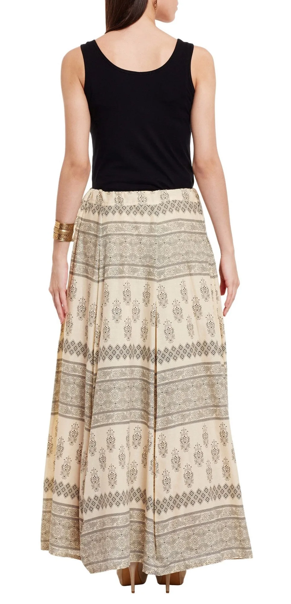 Womens Cotton Printed Skirt Ethnic And Tribal Motifs ,5XL,Black