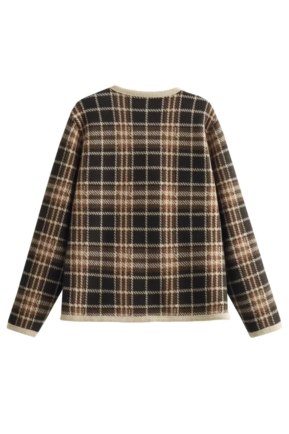 'Yolanda' Double-Breasted Plaid Knitted Jacket (2 Colors)